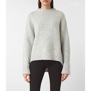 AllSaints Popcorn Funnel Neck Chunky Wool Sweater sz S